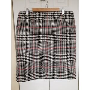 Talbots Woman Black White Plaid Wool Blend Pencil Skirt Career Workwear 16W